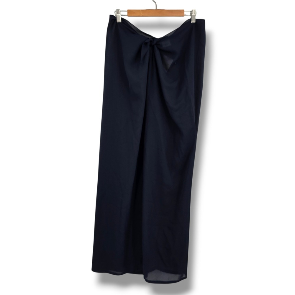 Westbound Beach Navy Blue Sheer Front Tie Sarong Palazzo Pants Size Large